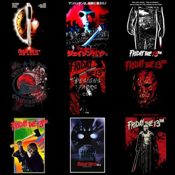 18 Halloween Horror Movie Designs Bundle PNG