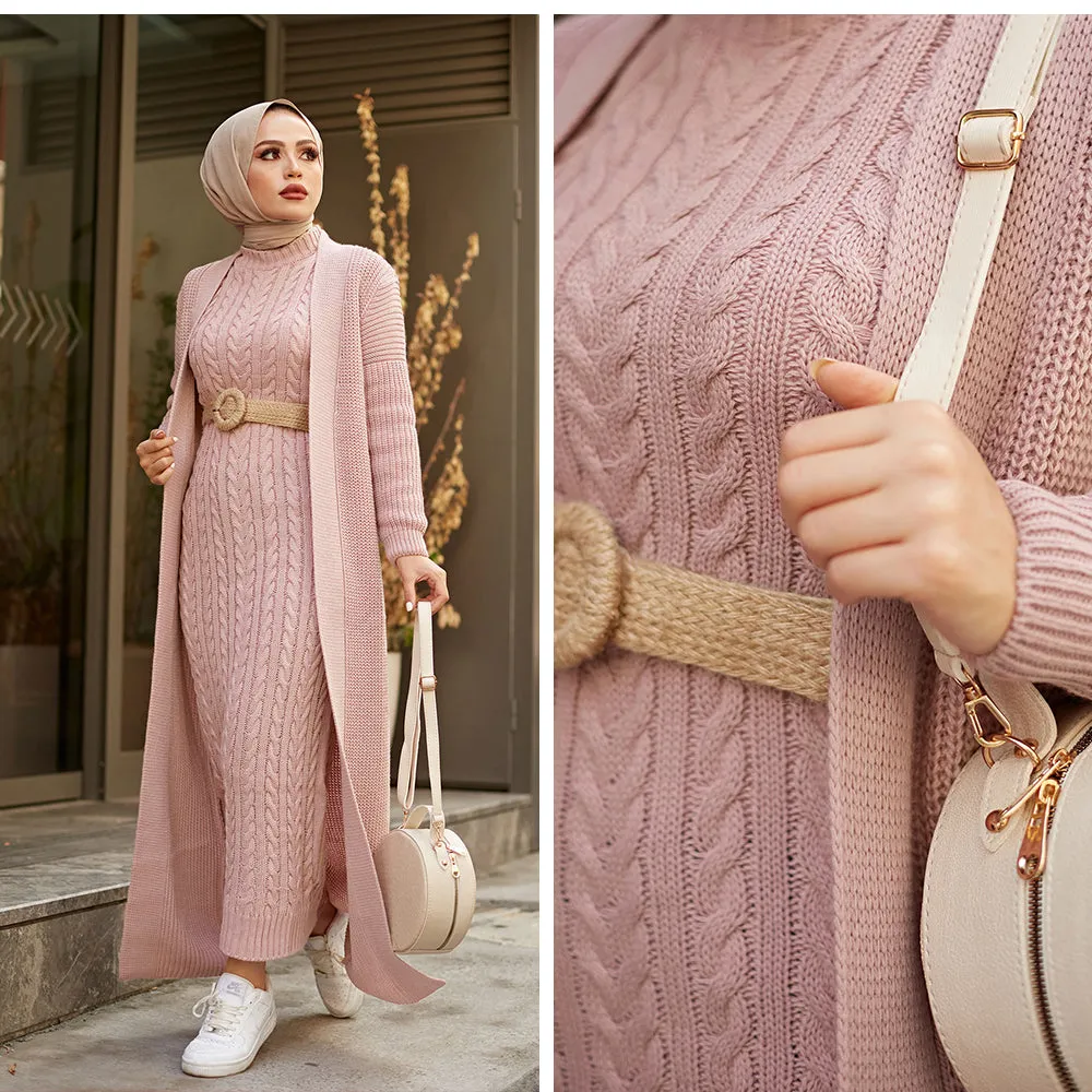 2 Piece Knitwear Cardigan Maxi Dress