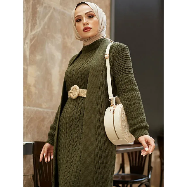 2 Piece Knitwear Cardigan Maxi Dress