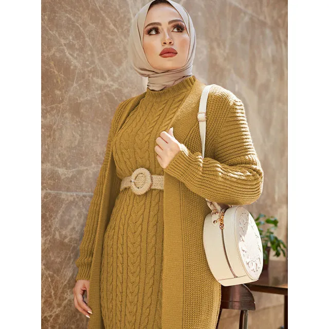 2 Piece Knitwear Cardigan Maxi Dress