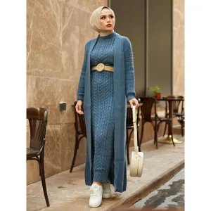 2 Piece Knitwear Cardigan Maxi Dress