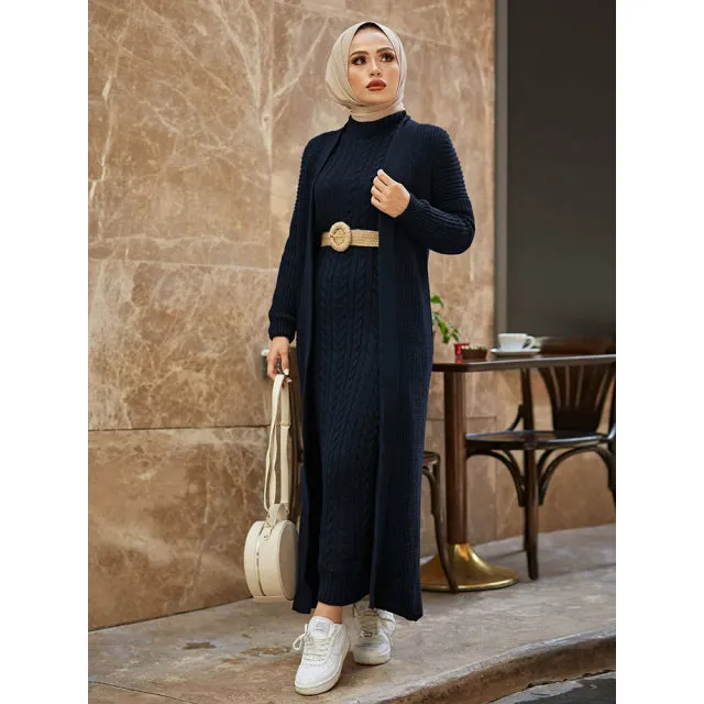 2 Piece Knitwear Cardigan Maxi Dress