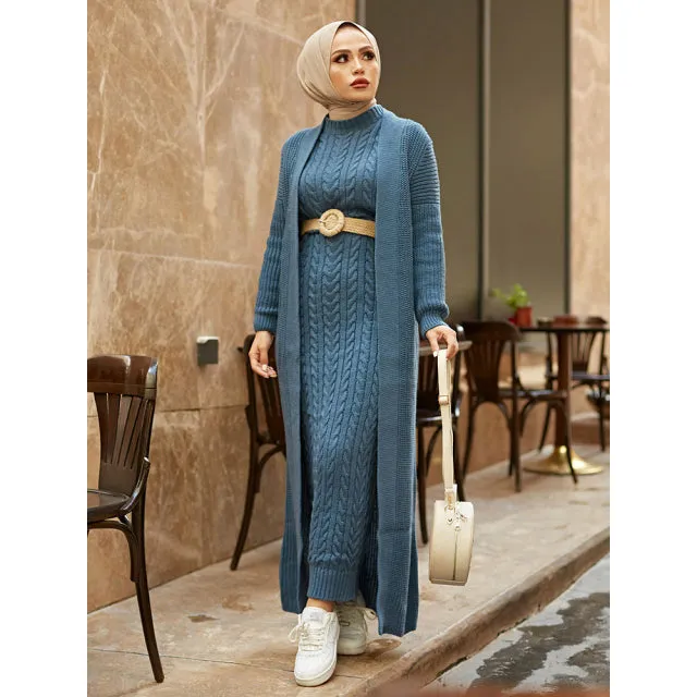 2 Piece Knitwear Cardigan Maxi Dress