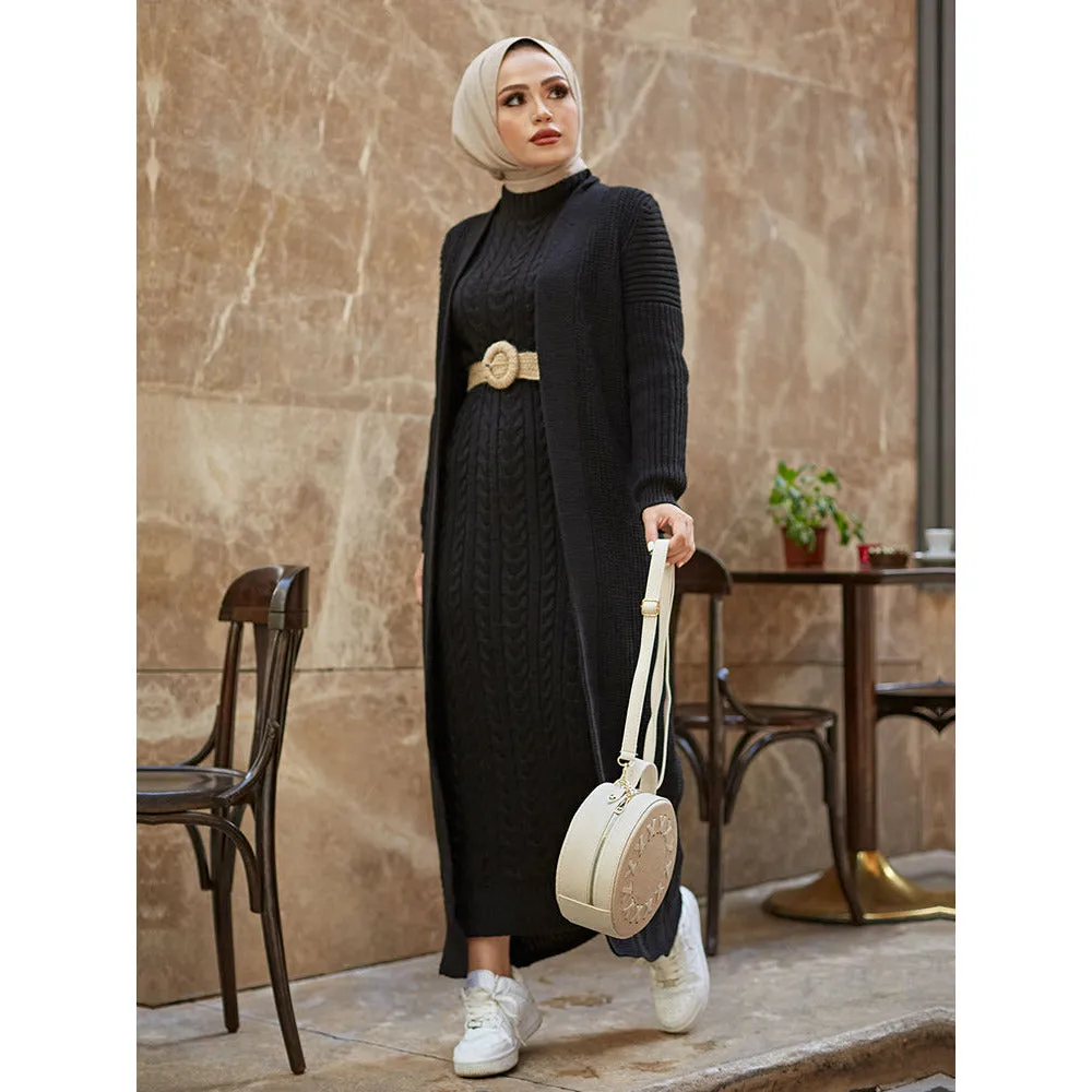 2 Piece Knitwear Cardigan Maxi Dress