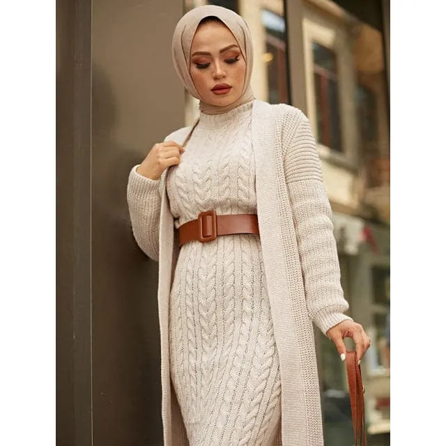 2 Piece Knitwear Cardigan Maxi Dress