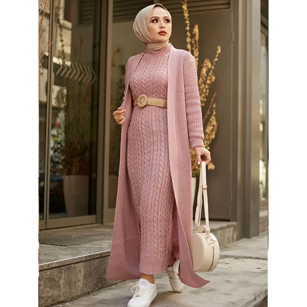 2 Piece Knitwear Cardigan Maxi Dress