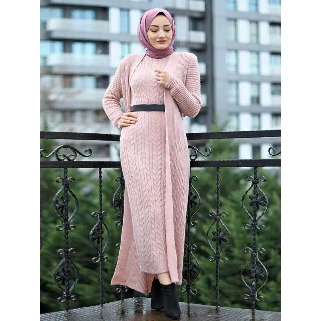 2 Piece Knitwear Cardigan Maxi Dress