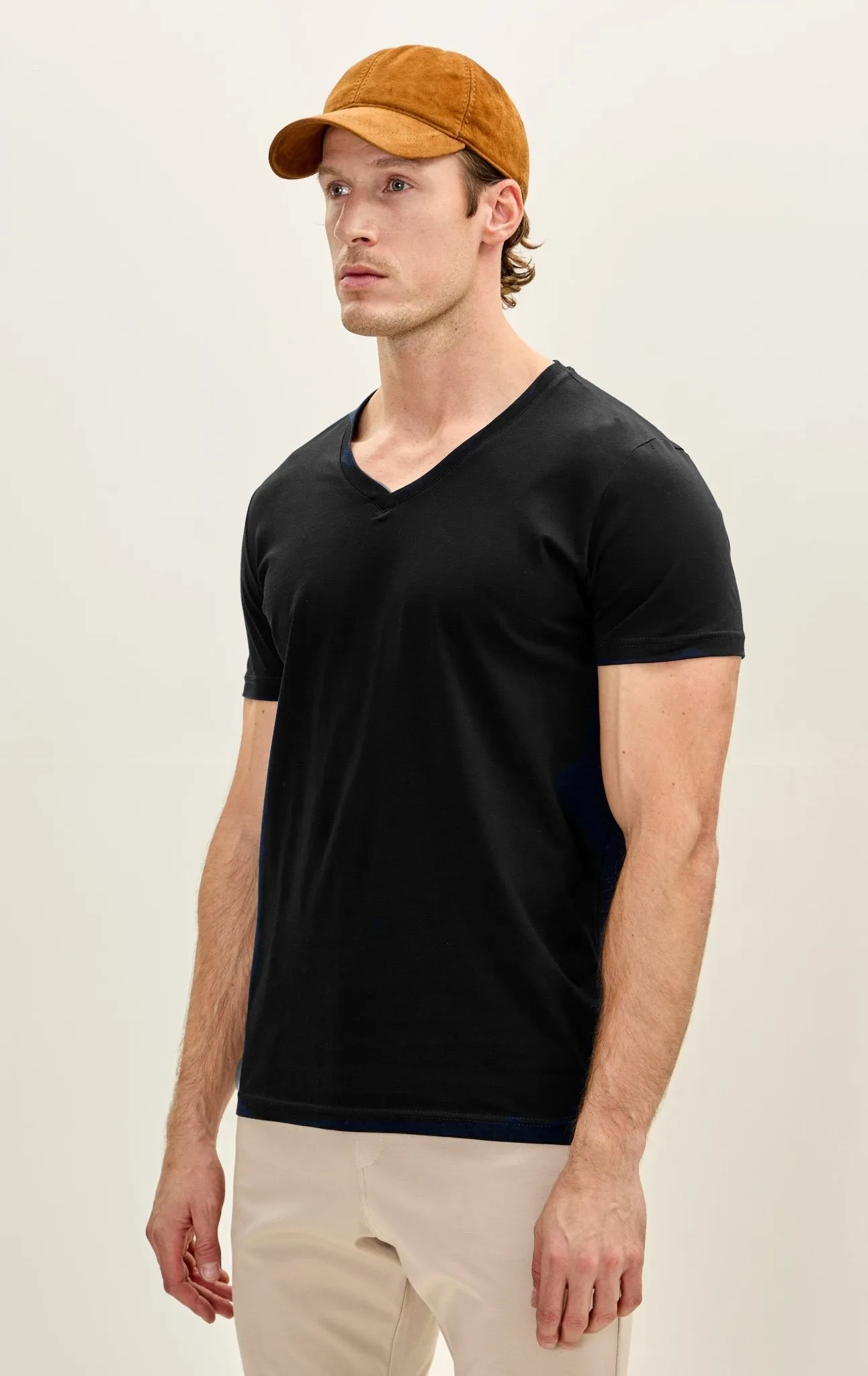 3-pack Cotton V-Neck T-Shirt - Black