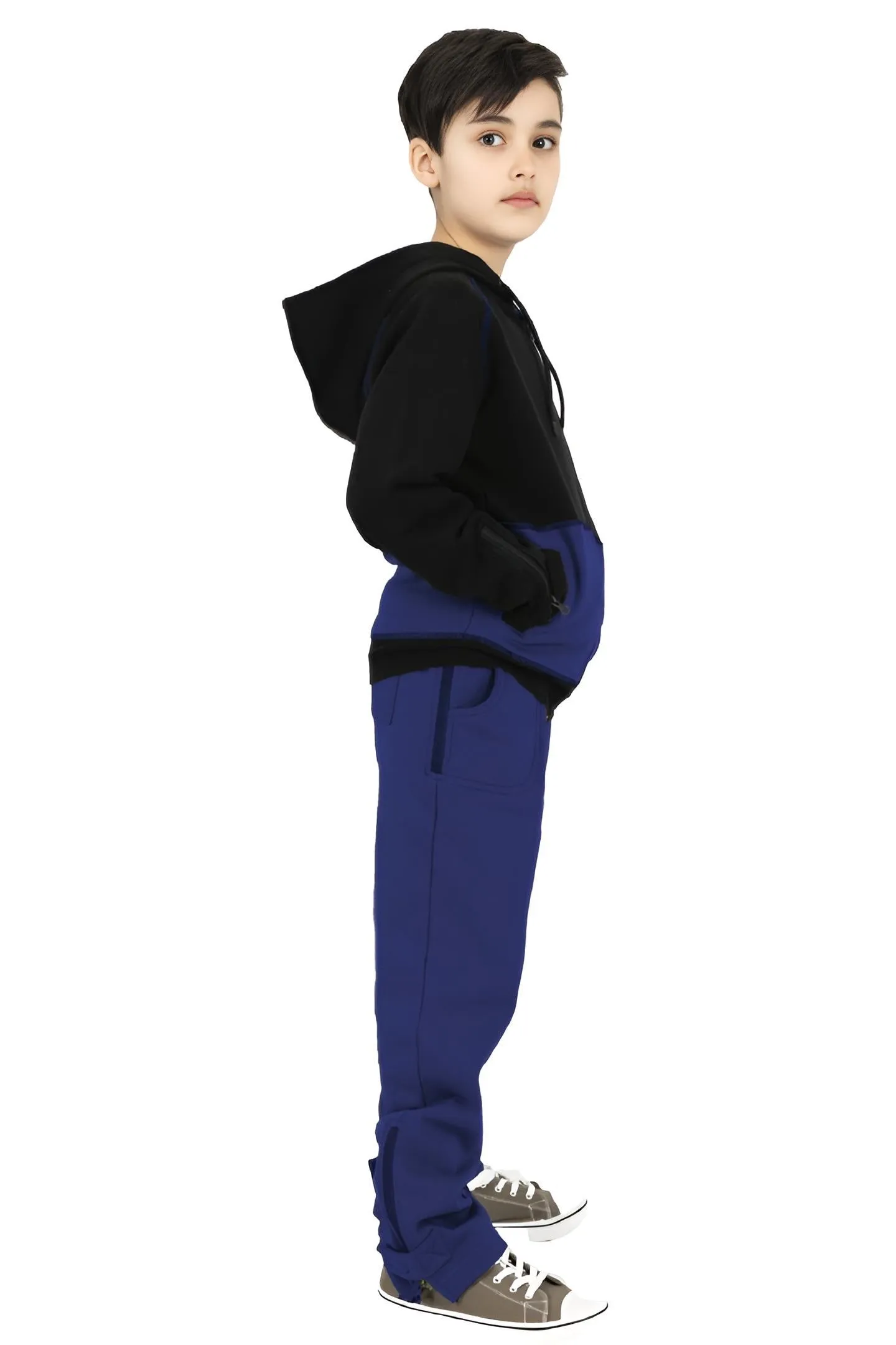 Adaptive Kids Sweatpants: Adjustable Elastic Waist, Zippered Sides for Easy Undressing