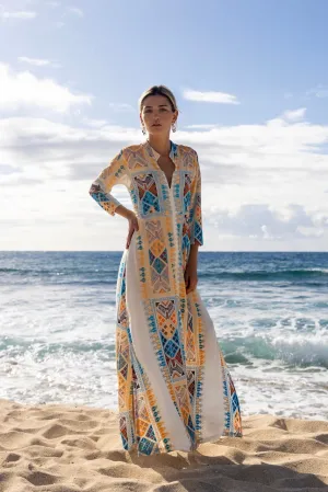 ALICIA EMBROIDERED CHIFFON SILK LONG DRESS
