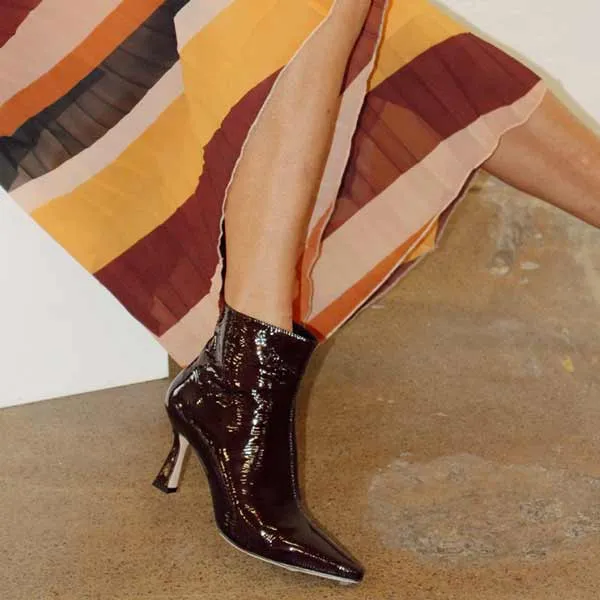 Antonieta Burgundy Patent | Pointed ankle boot