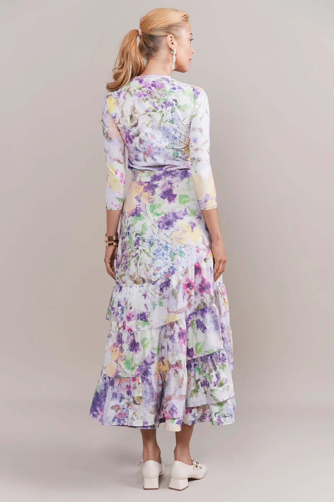 Apparalel Opal Wrap Around Skirt in Lilac Mix (coordinating top)