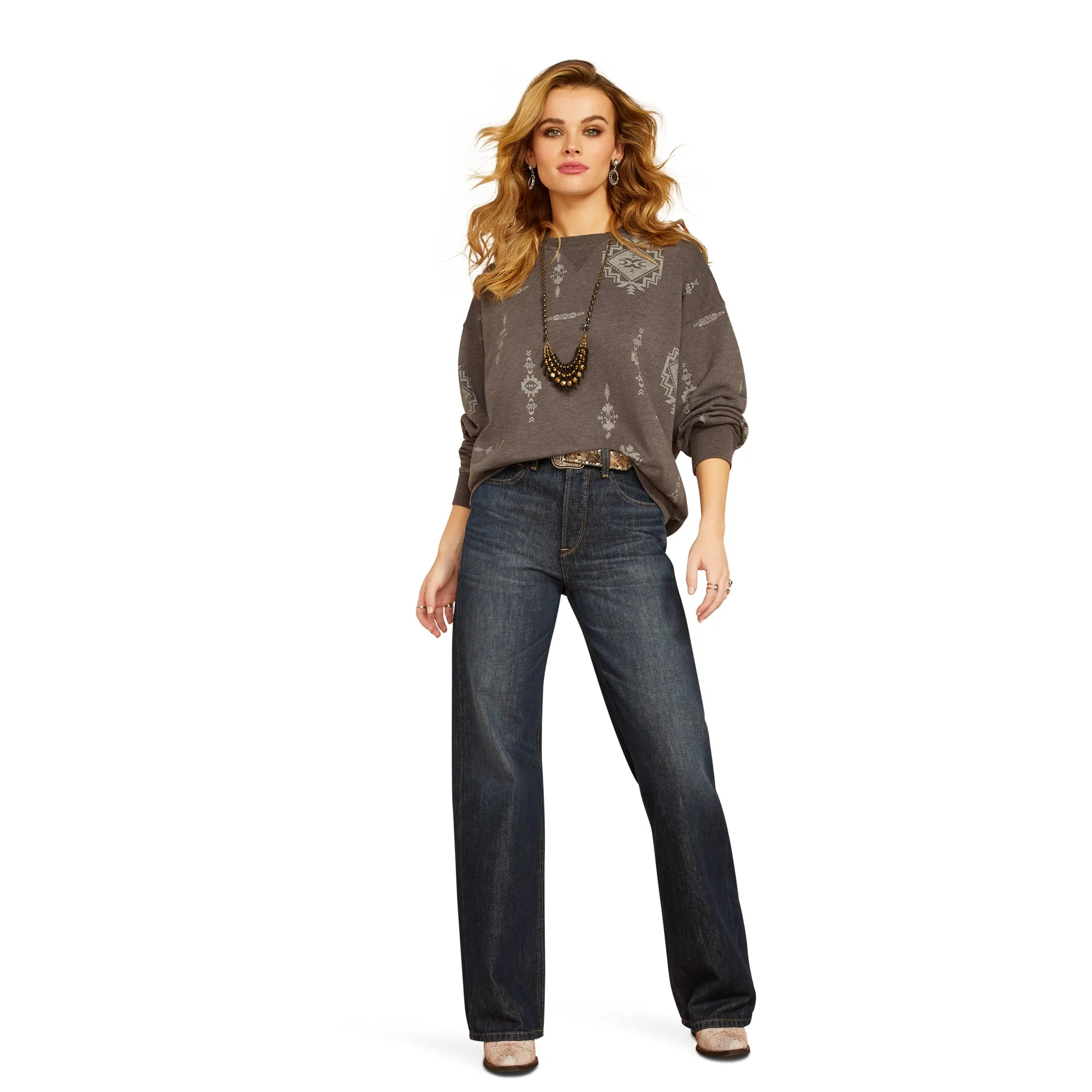 Ariat Ladies Outlaw Itzli Print Oversized Sweatshirt 10052414