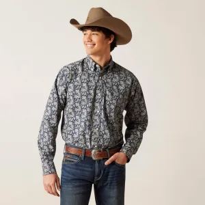 Ariat Mens Wrinkle Free Kohen Classic Fit Shirt Deep Pacific
