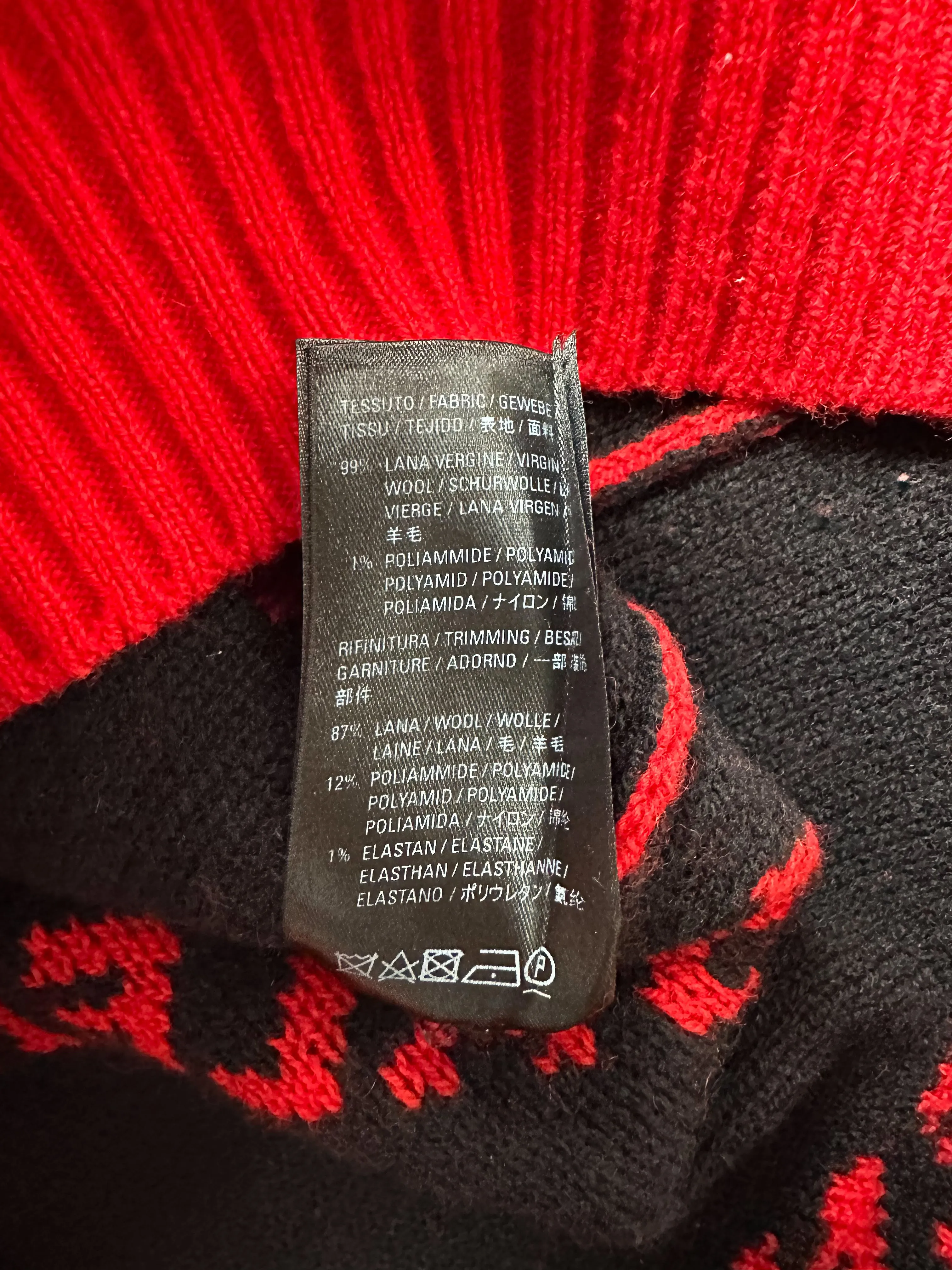 Balenciaga Red & Black All Over Logo Knit Sweater