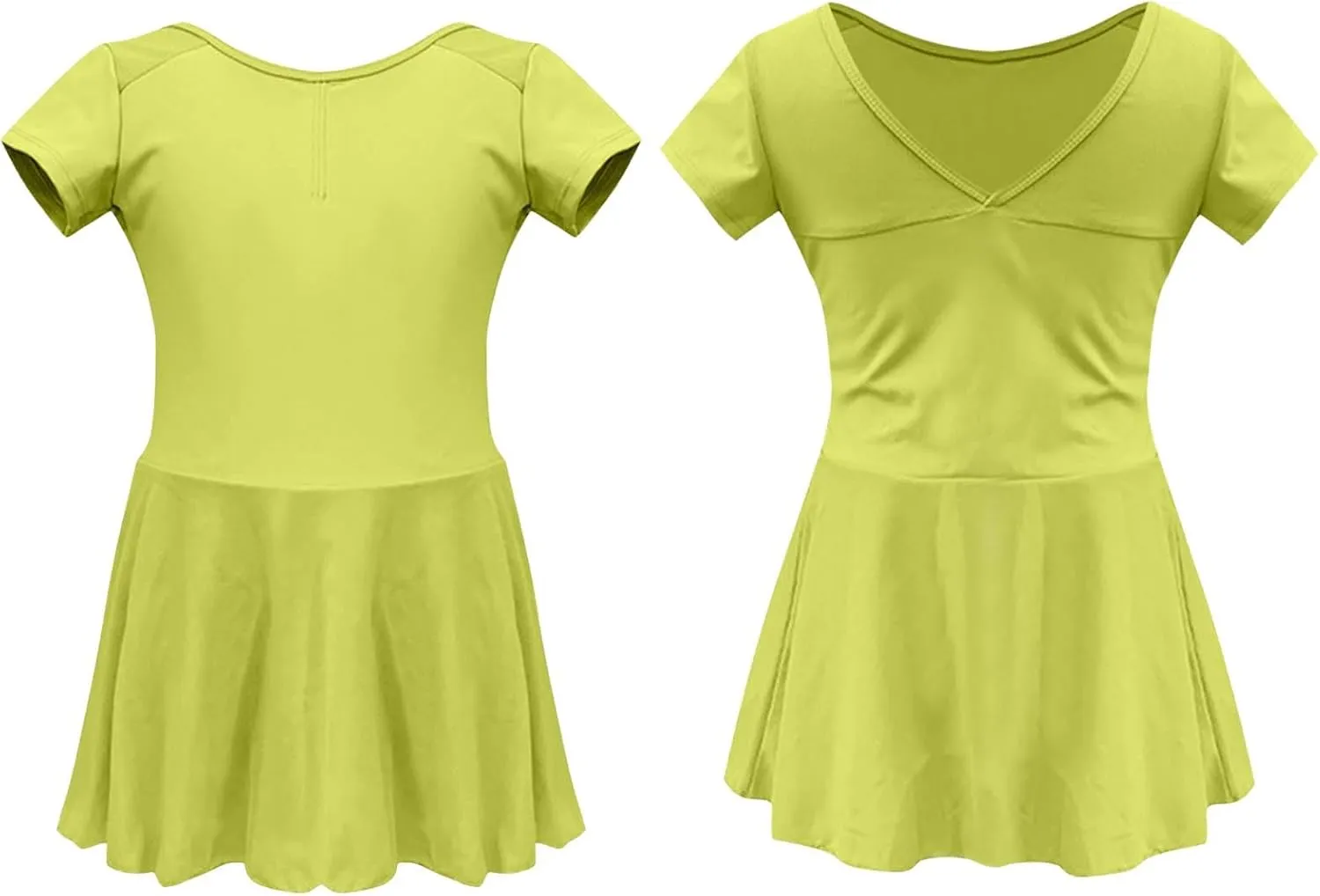 Ballet Dancewear for Girls Short Sleeve V Neck Back Mini Dress A-Line Swing Dresses 2025 Trendy Fashion Outfits