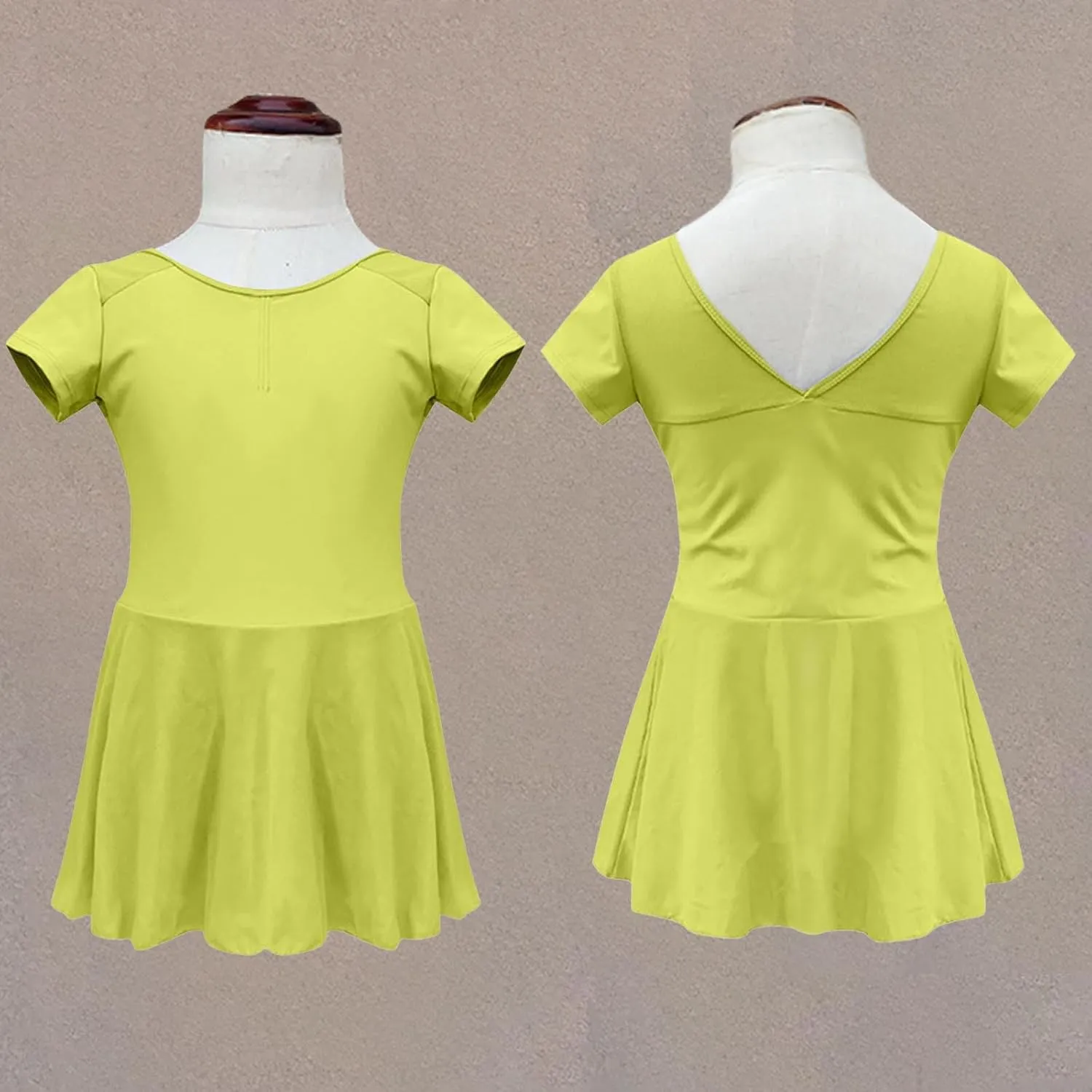 Ballet Dancewear for Girls Short Sleeve V Neck Back Mini Dress A-Line Swing Dresses 2025 Trendy Fashion Outfits