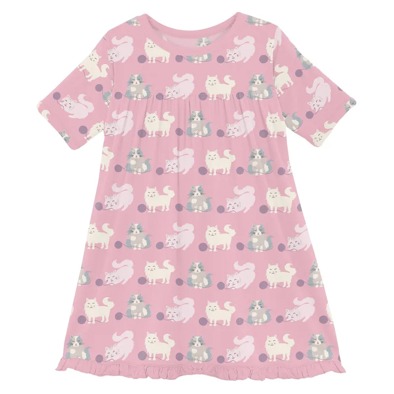 Bamboo Classic Short Sleeve Swing Dress - Cake Pop Cats and Yarn