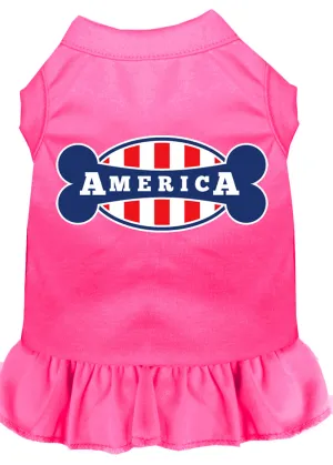 Bonely In America Screen Print Dress Bright Pink Xxxl