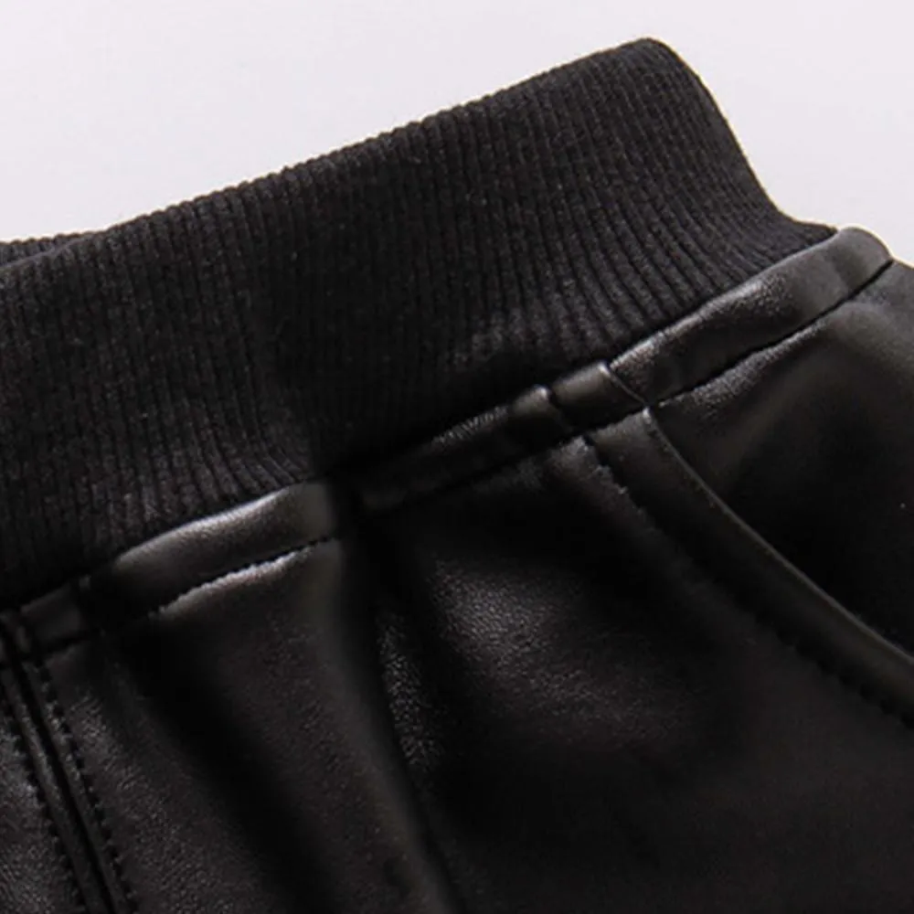 Boys Casual Pocket Artificial Leather Pants Wholesale Bulk Childrens Clothing Suppliers