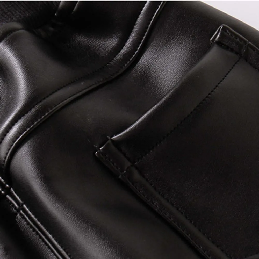 Boys Casual Pocket Artificial Leather Pants Wholesale Bulk Childrens Clothing Suppliers