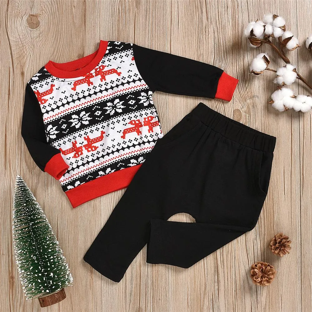 Boys Printed Long Sleeve Top & Pants Boys Wholesale Clothes