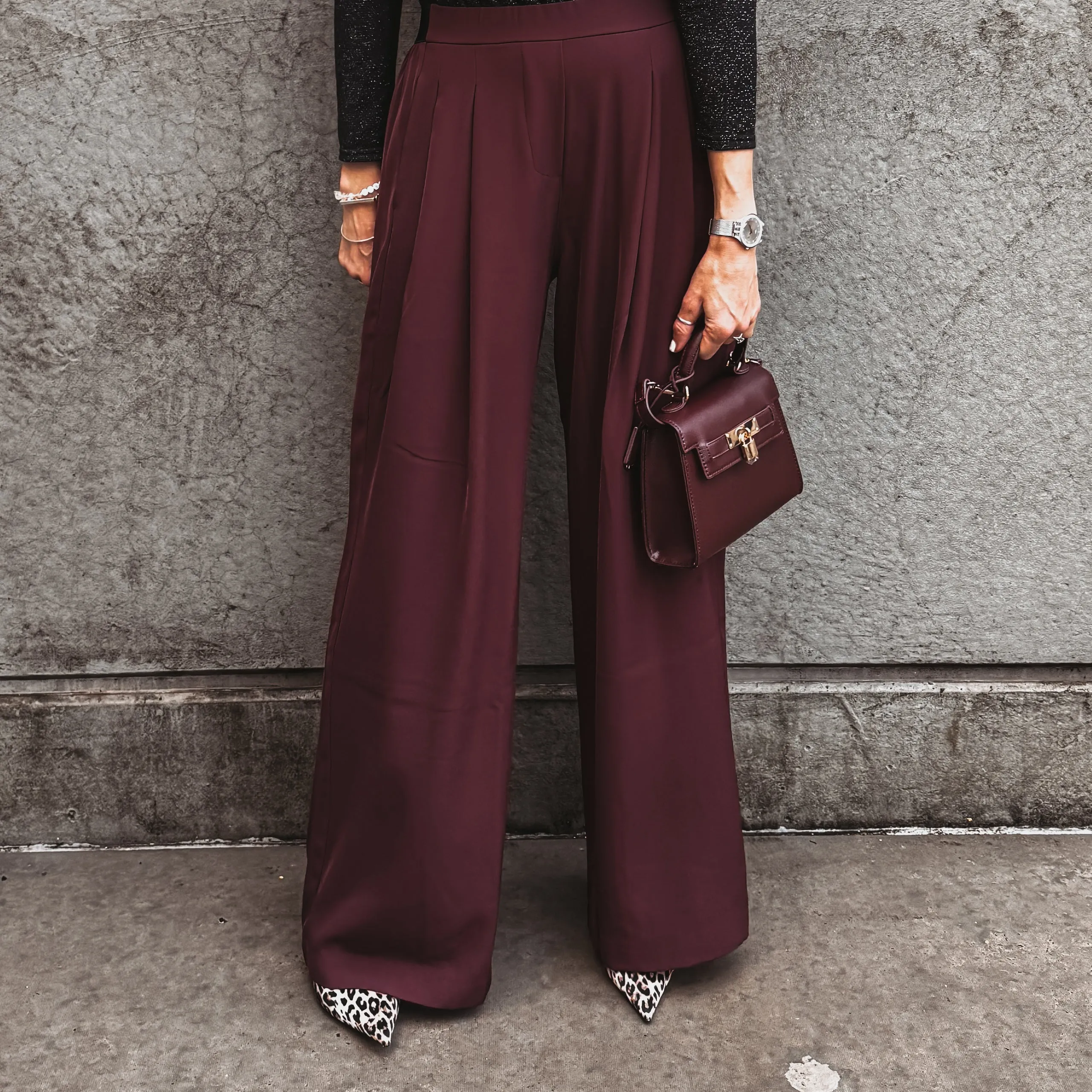 BURGUNDY Amy palazzo pants