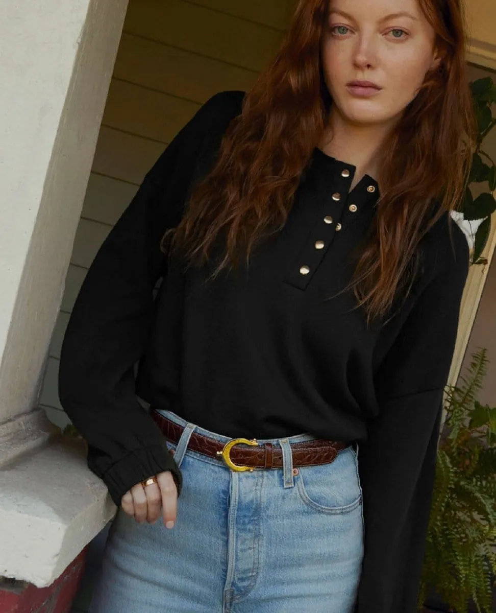 Callan Snap Sweatshirt Jet Black