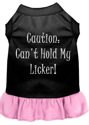 Can't Hold My Licker Screen Print Dress Black With Light Pink Xs