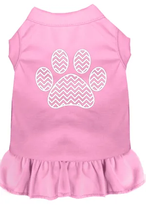 Chevron Paw Screen Print Dress Light Pink Xl
