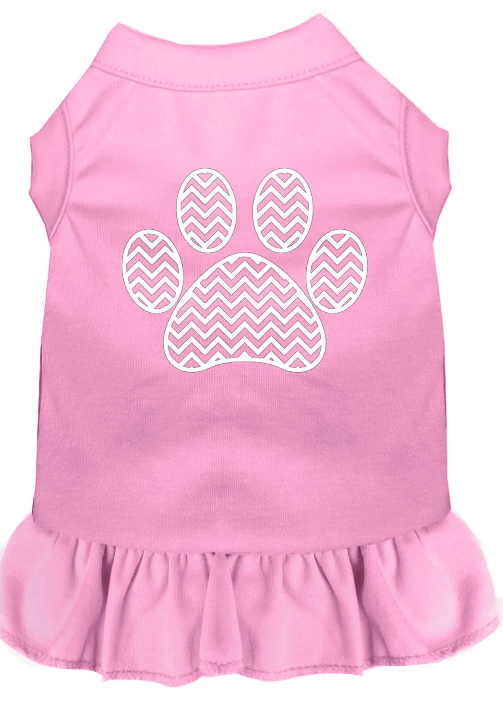 Chevron Paw Screen Print Dress Light Pink Xl