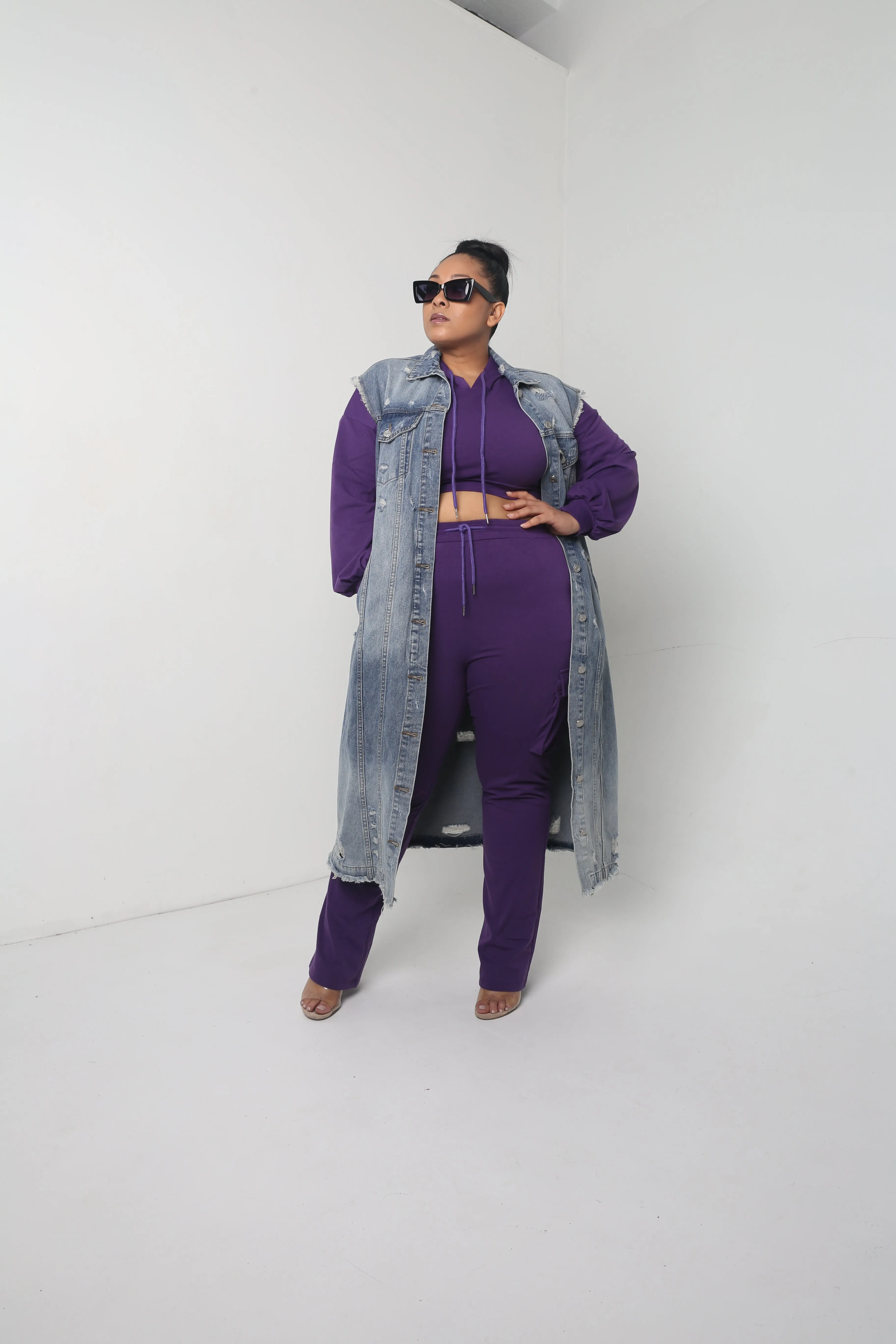 Crop Jogger Set | Purple