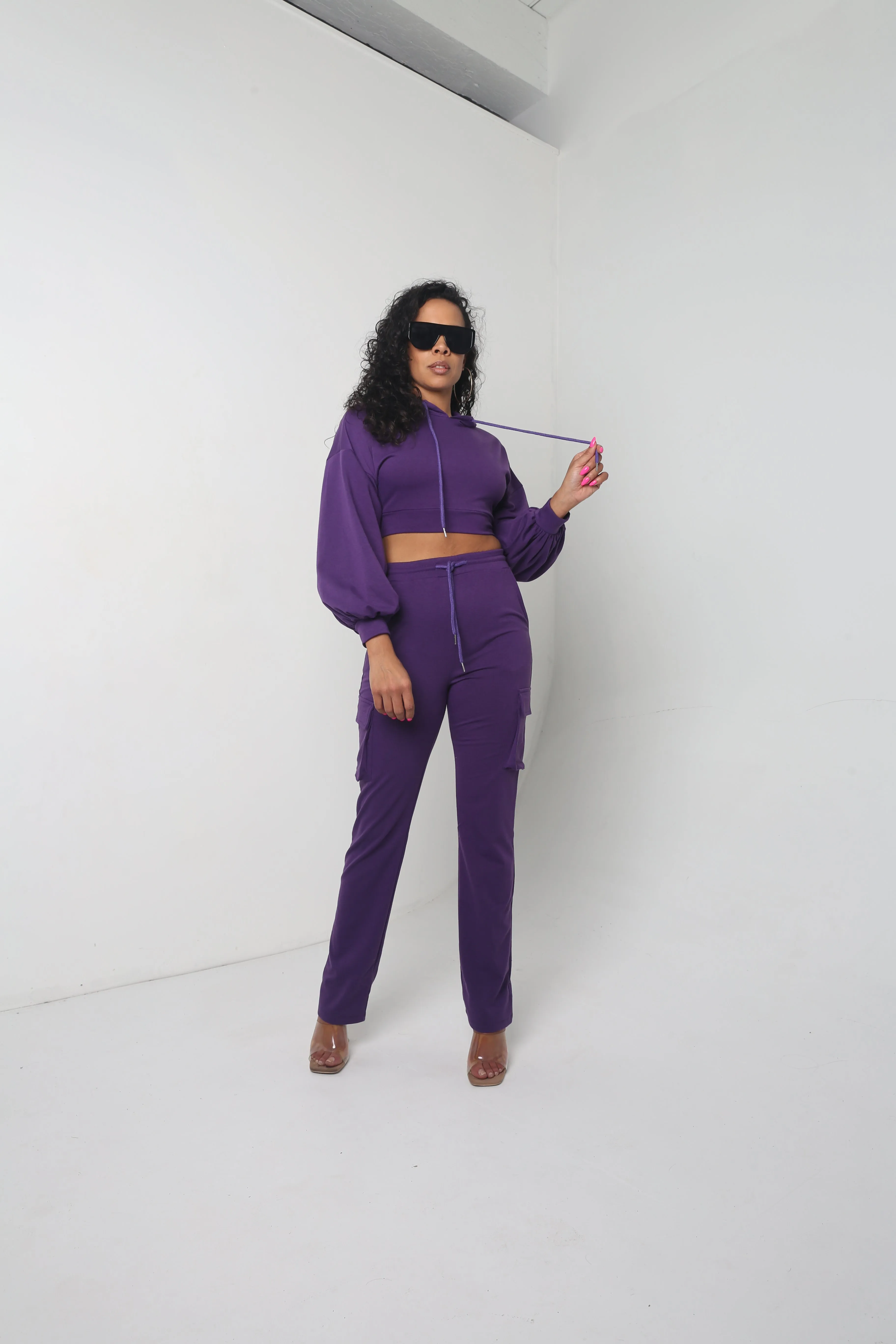 Crop Jogger Set | Purple