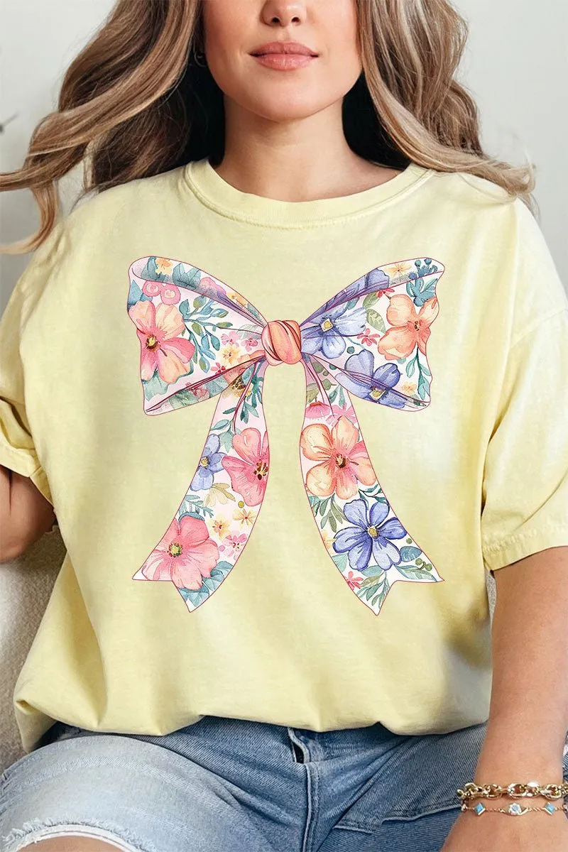 Cutesy Floral Bow Comfort Colors Adult Ring-Spun Cotton Tee