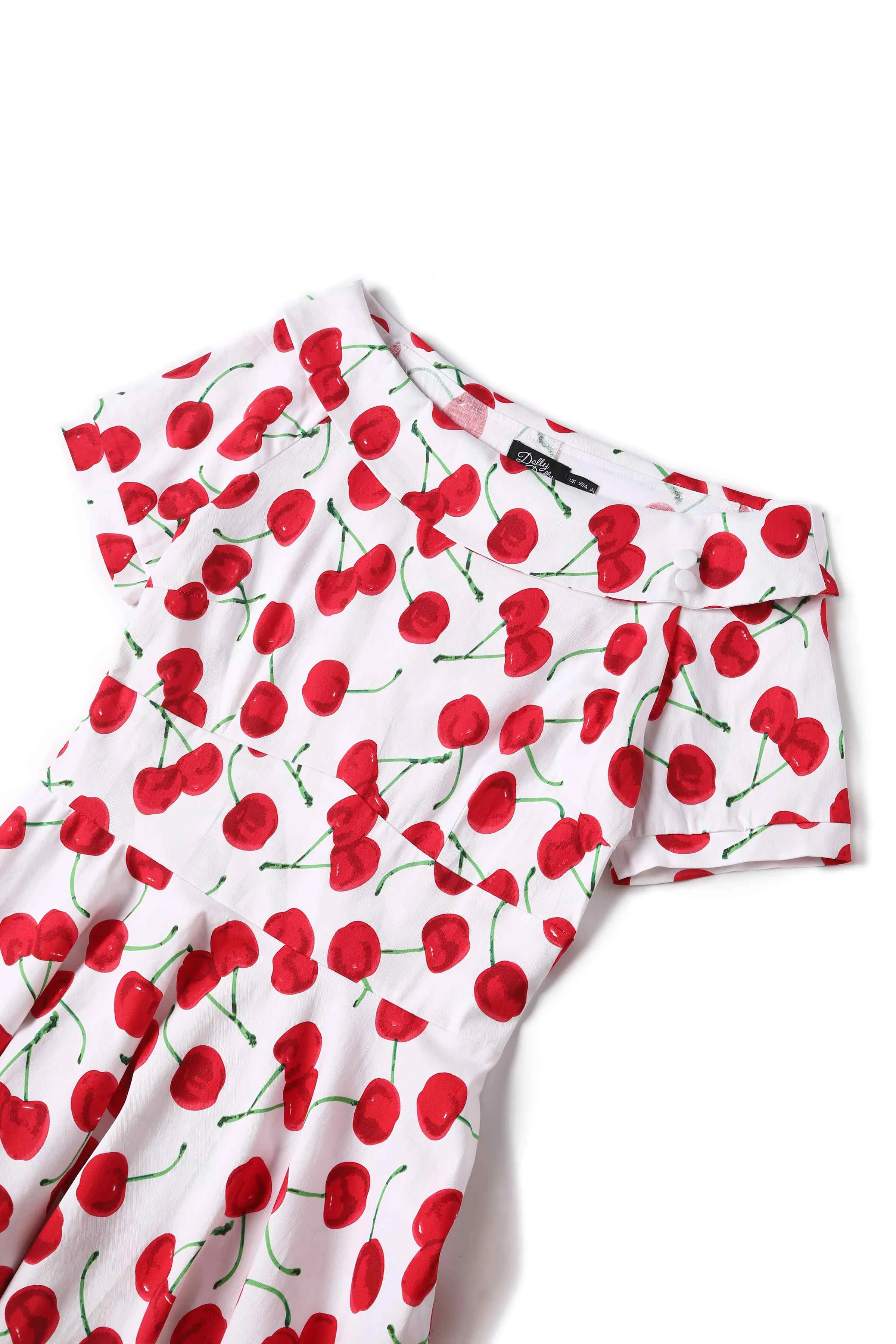 Darlene Red Cherry Dress In White