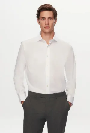 Ds Damat Slim Fit White Dobby Shirt
