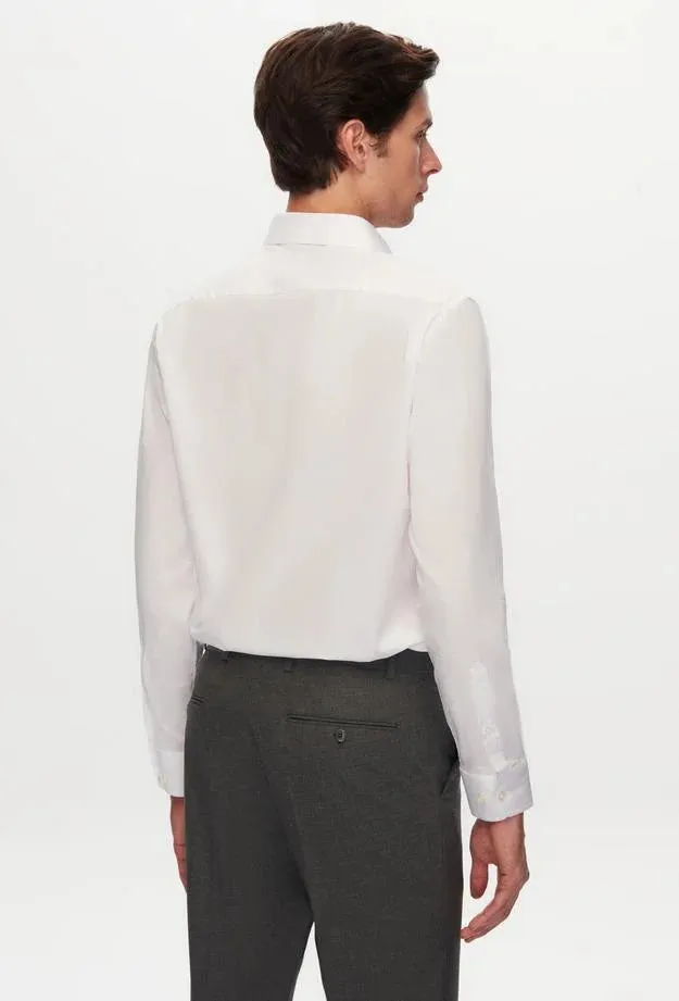 Ds Damat Slim Fit White Dobby Shirt