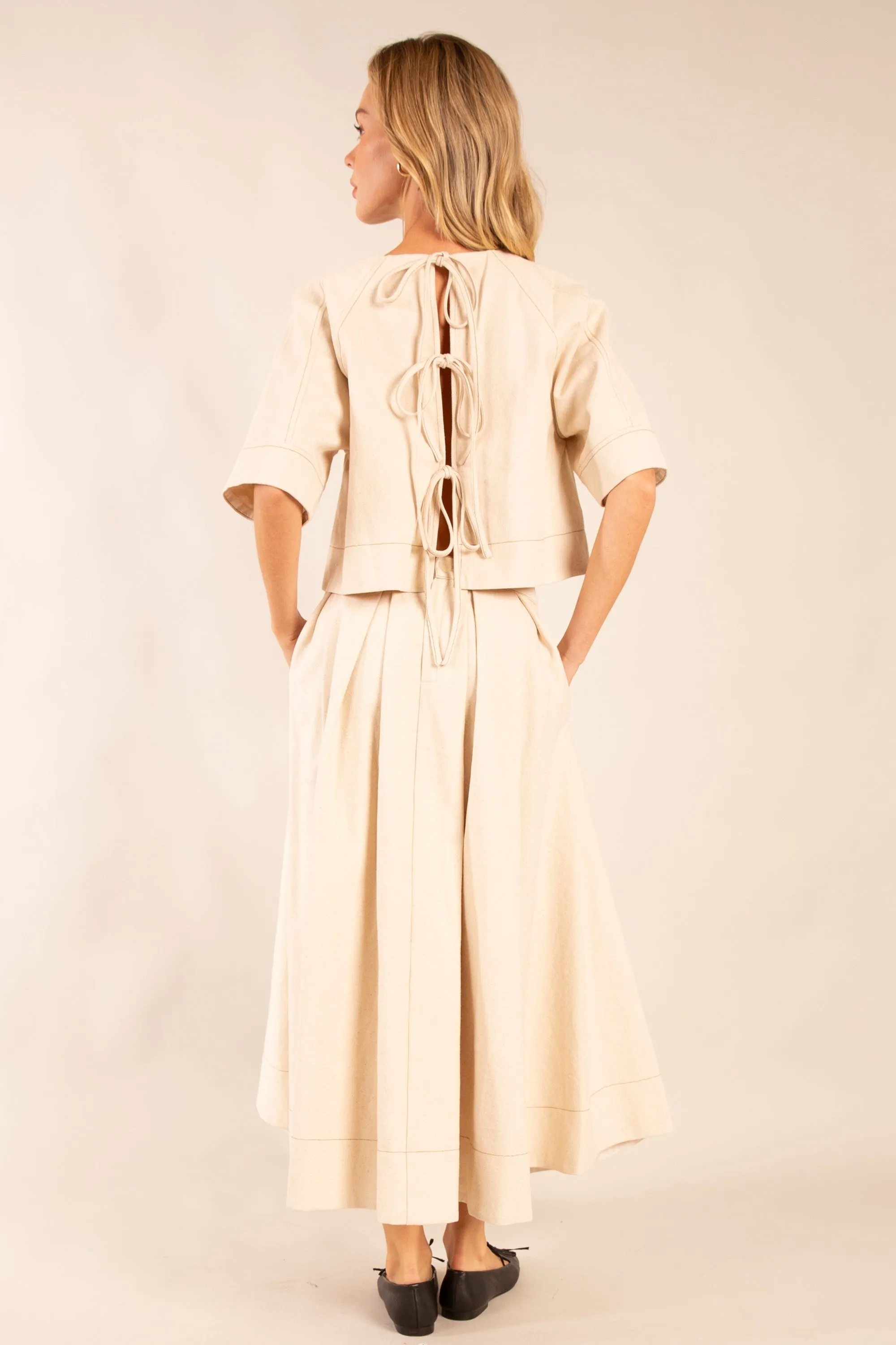 Elevated Back Tie Top in Oatmeal