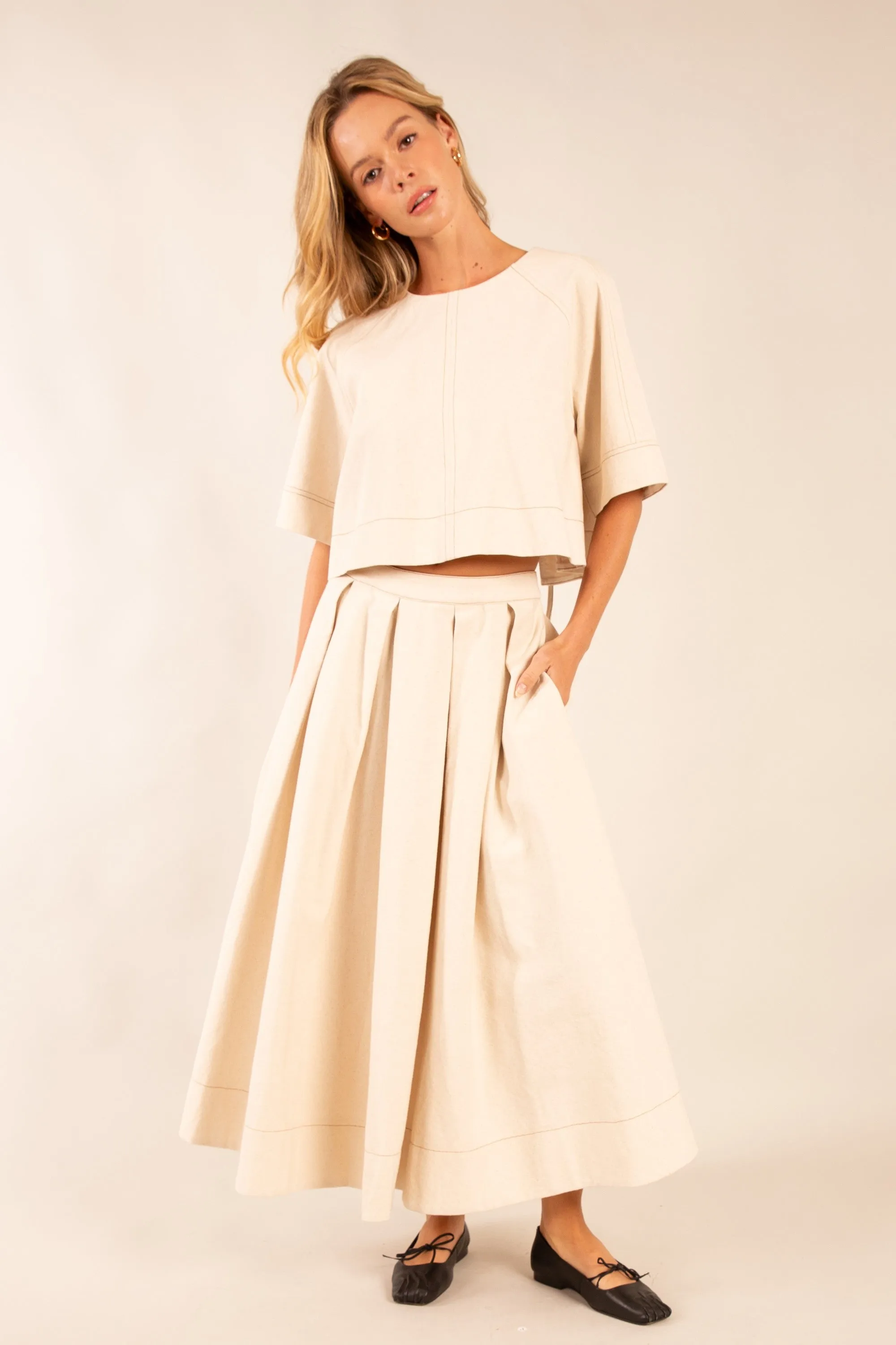 Elevated Back Tie Top in Oatmeal