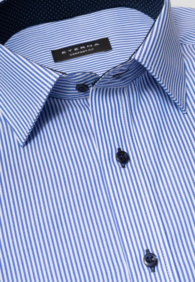 Eterna Blue Pin Stripe Shirt Blue
