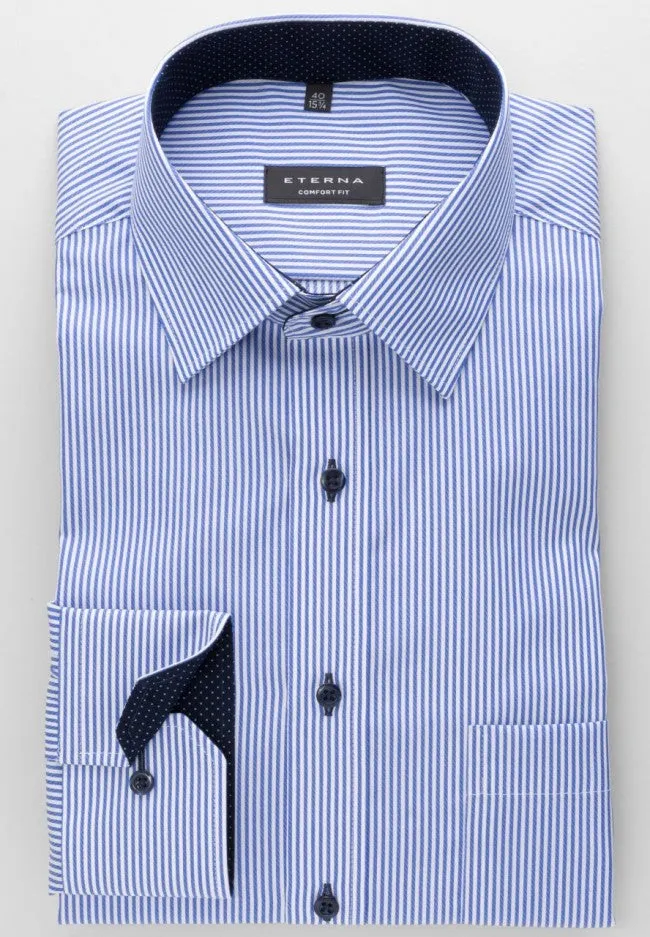 Eterna Blue Pin Stripe Shirt Blue