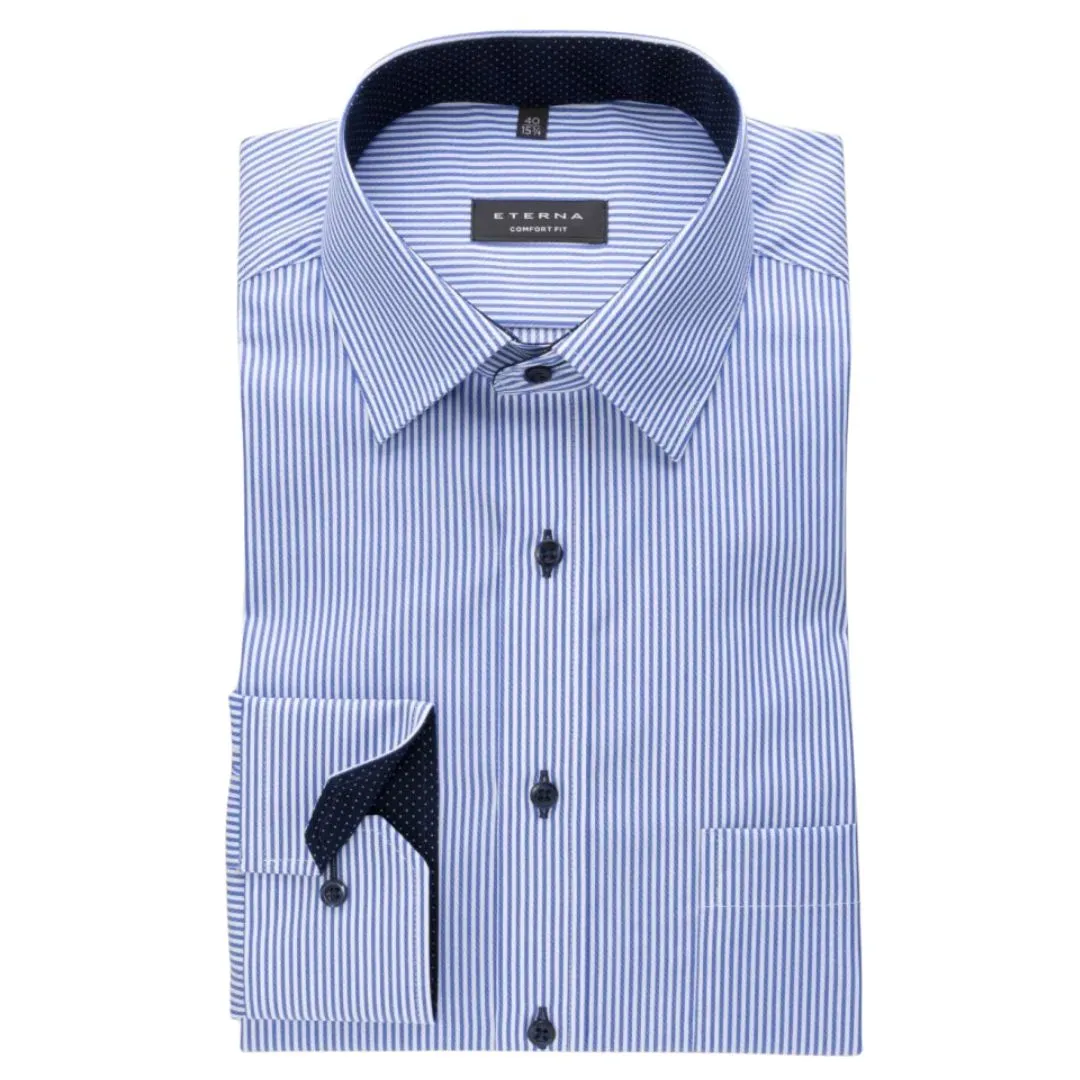 Eterna Blue Pin Stripe Shirt Blue
