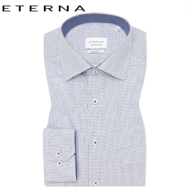 Eterna Navy Small Check Shirt Navy