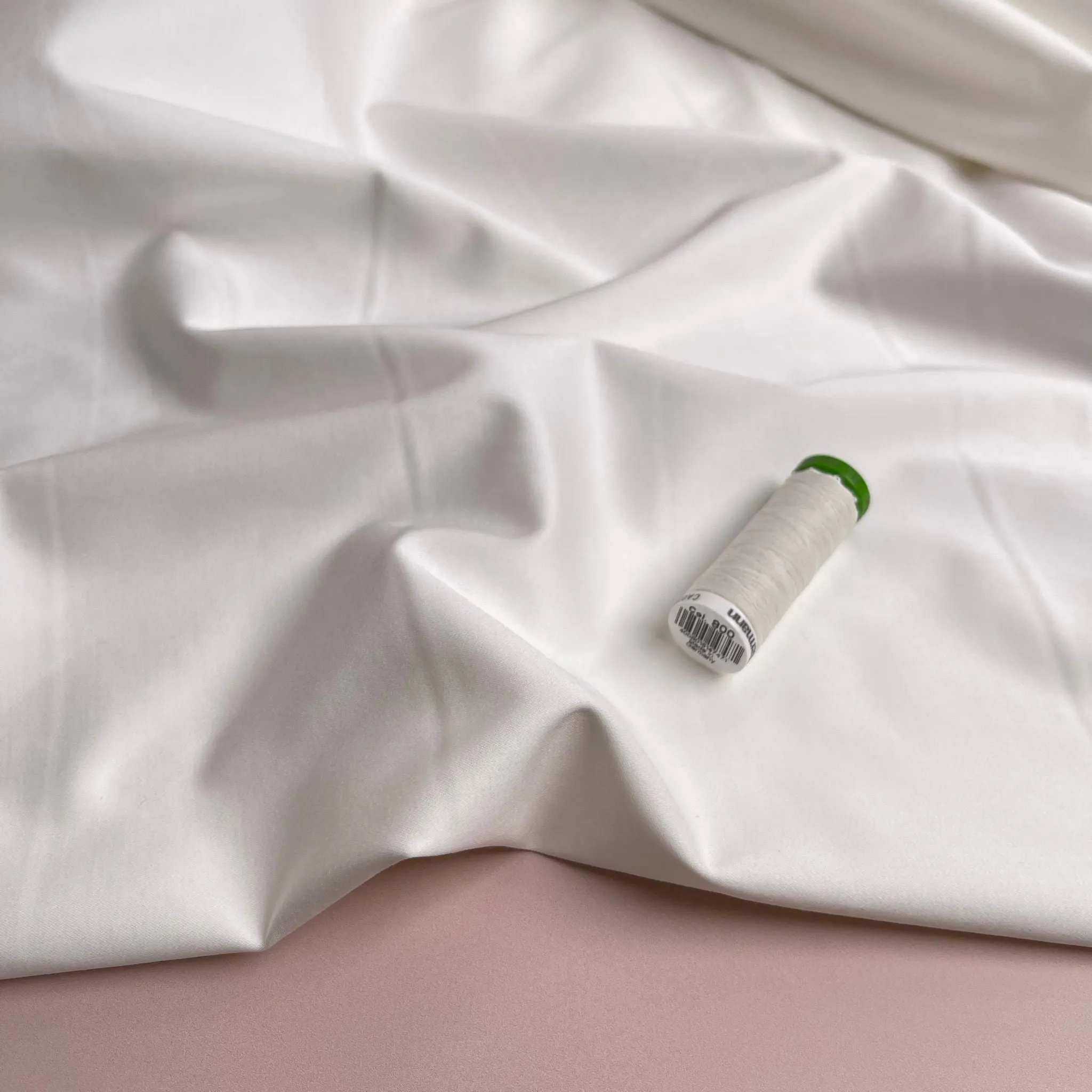 Ex-Designer White Stretch Cotton Tencel Fabric