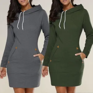 Fashion Pure Color Long Hoodie