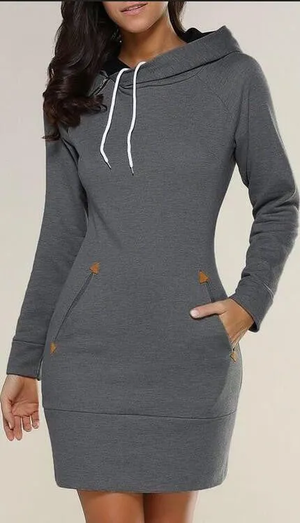 Fashion Pure Color Long Hoodie