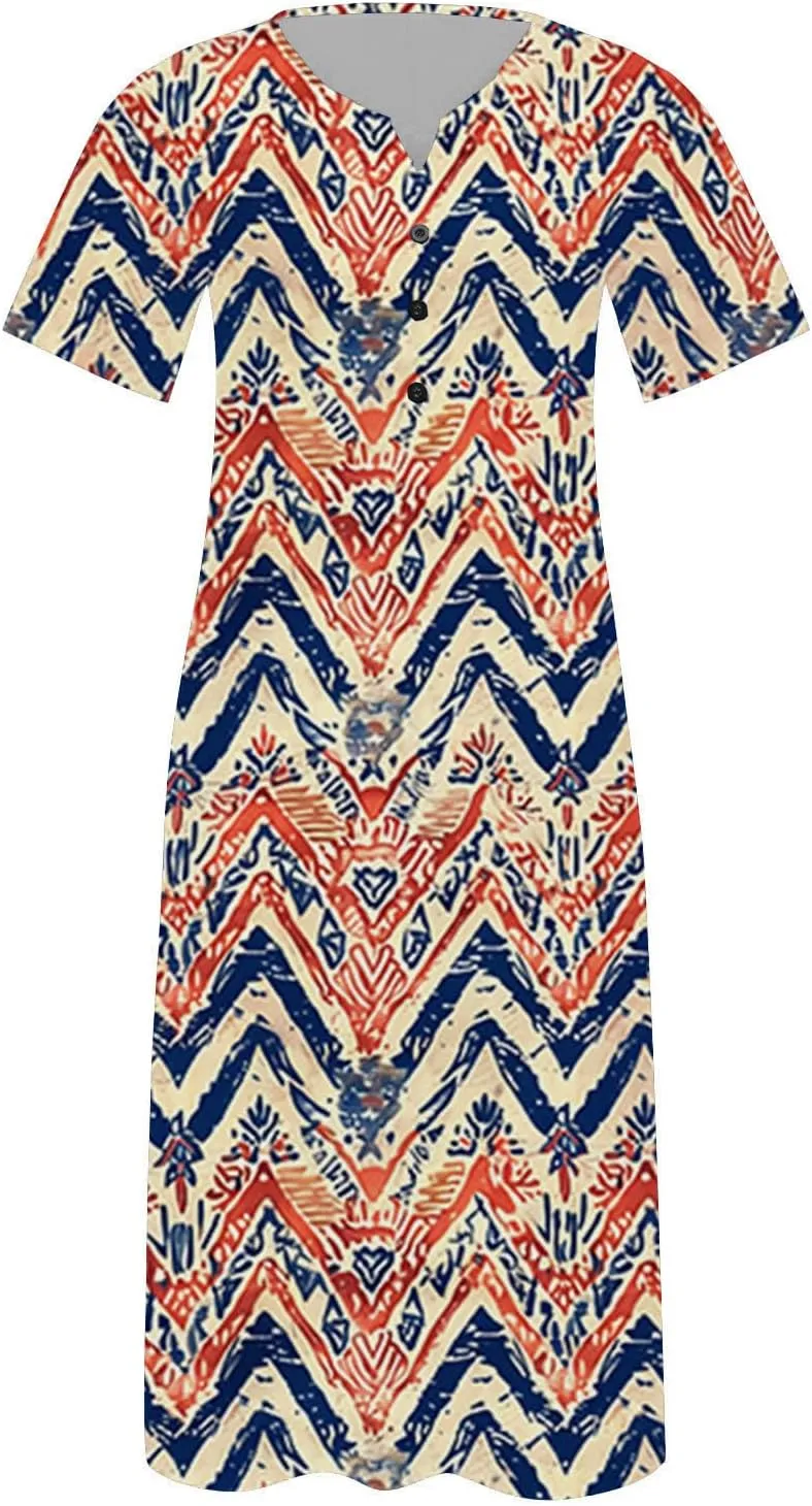 Floral Print Boho Dress for Women 2025 Casual Summer Midi Dress Loose Flowy Long Dresses with Pockets Tshirts Dresses