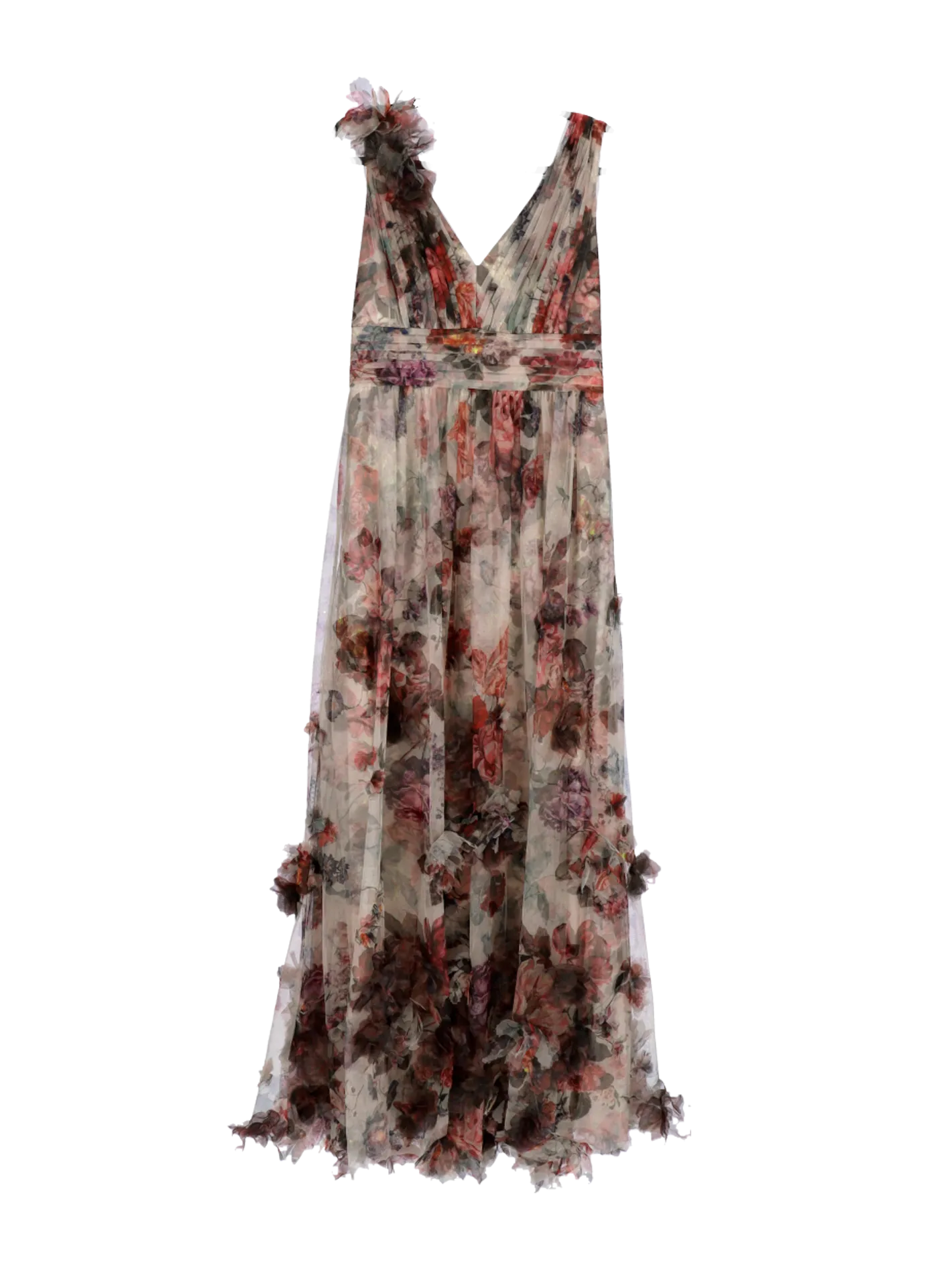 floral-print v-neck gown