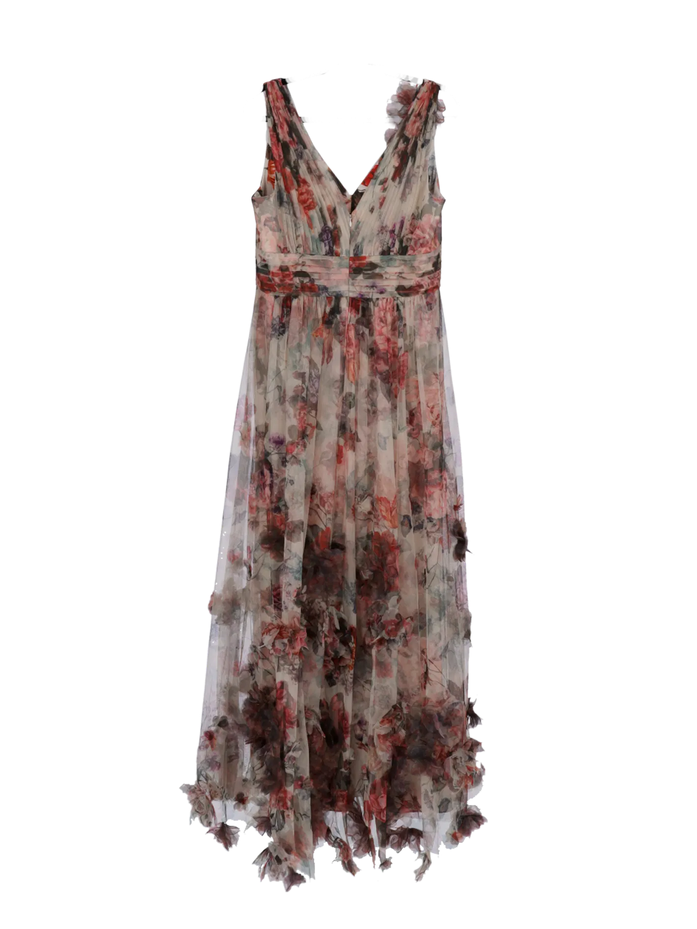 floral-print v-neck gown