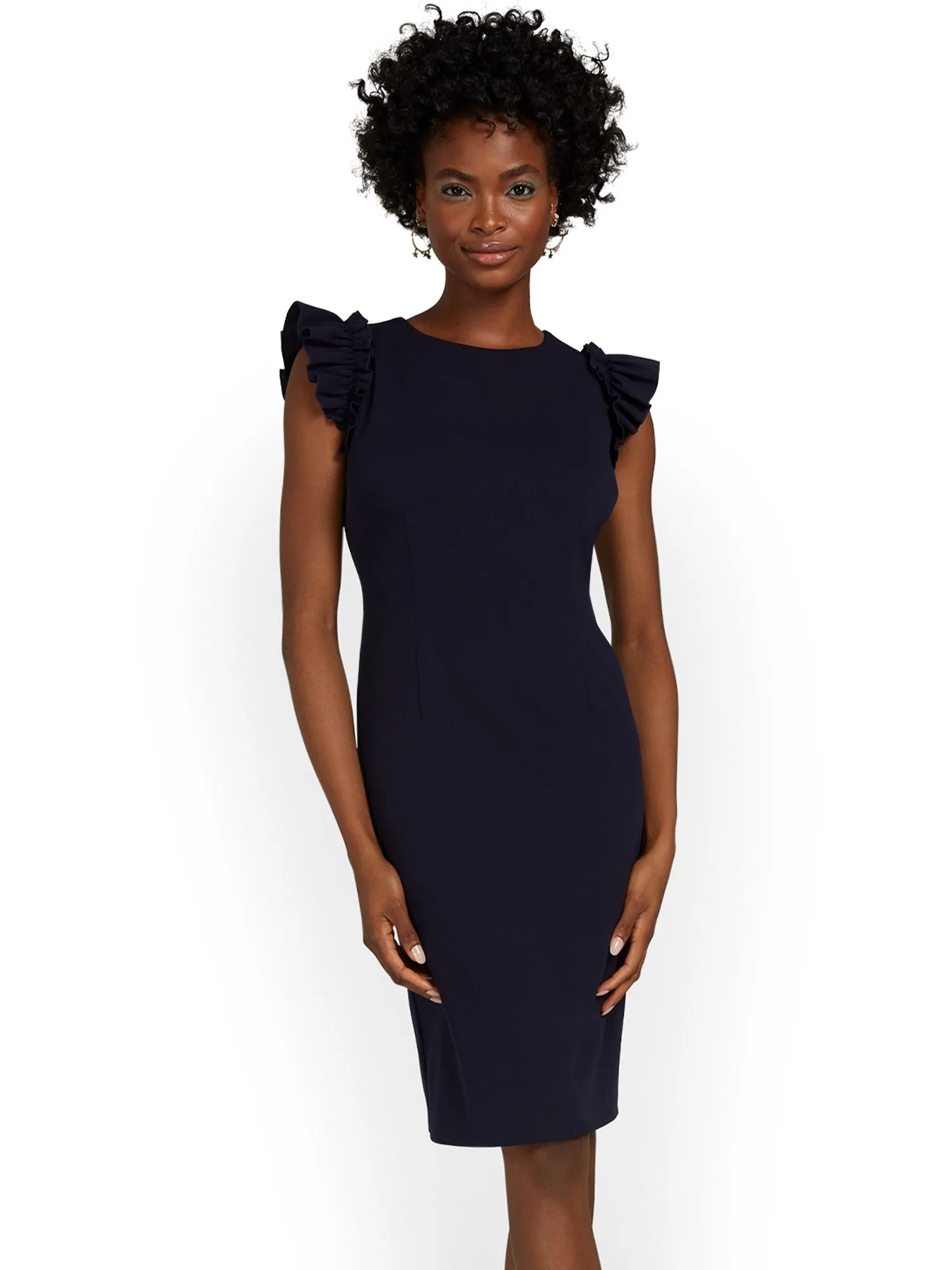Flutter-Sleeve Sheath Dress - Magic Crepe®